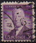 z vendido USA 1945 Scott 937 Sello Gobernador New York Alfred Emanuel Smith (30/12/183-04/10/1944) Usado
